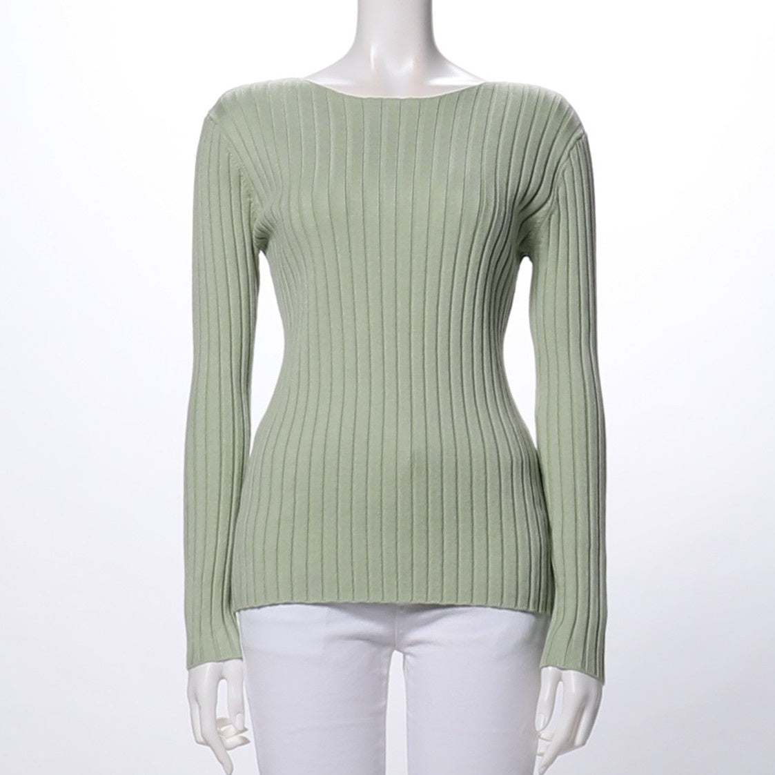 ボートネックリブニット