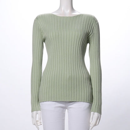 ボートネックリブニット