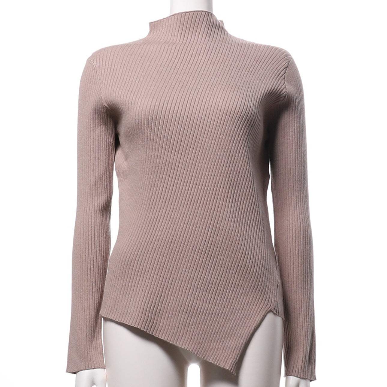 アシンメトリーデザインリブニット