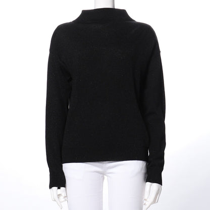 ラメ入りドロップショルダーオフネックニット