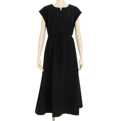 細ウエストリボンオープンフロントネックワンピース