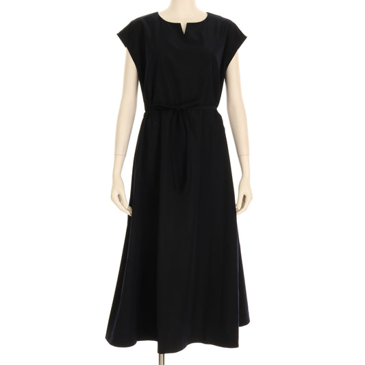 細ウエストリボンオープンフロントネックワンピース