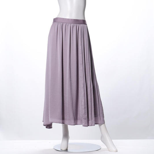 プリーツギャザー切り替えサテンスカート