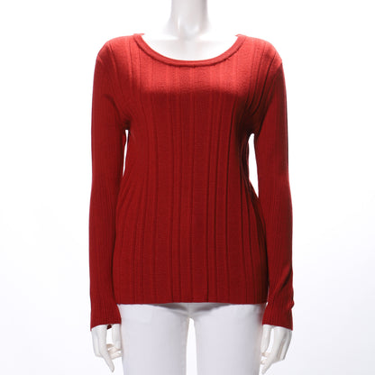 ワイドリブラウンドネックニット