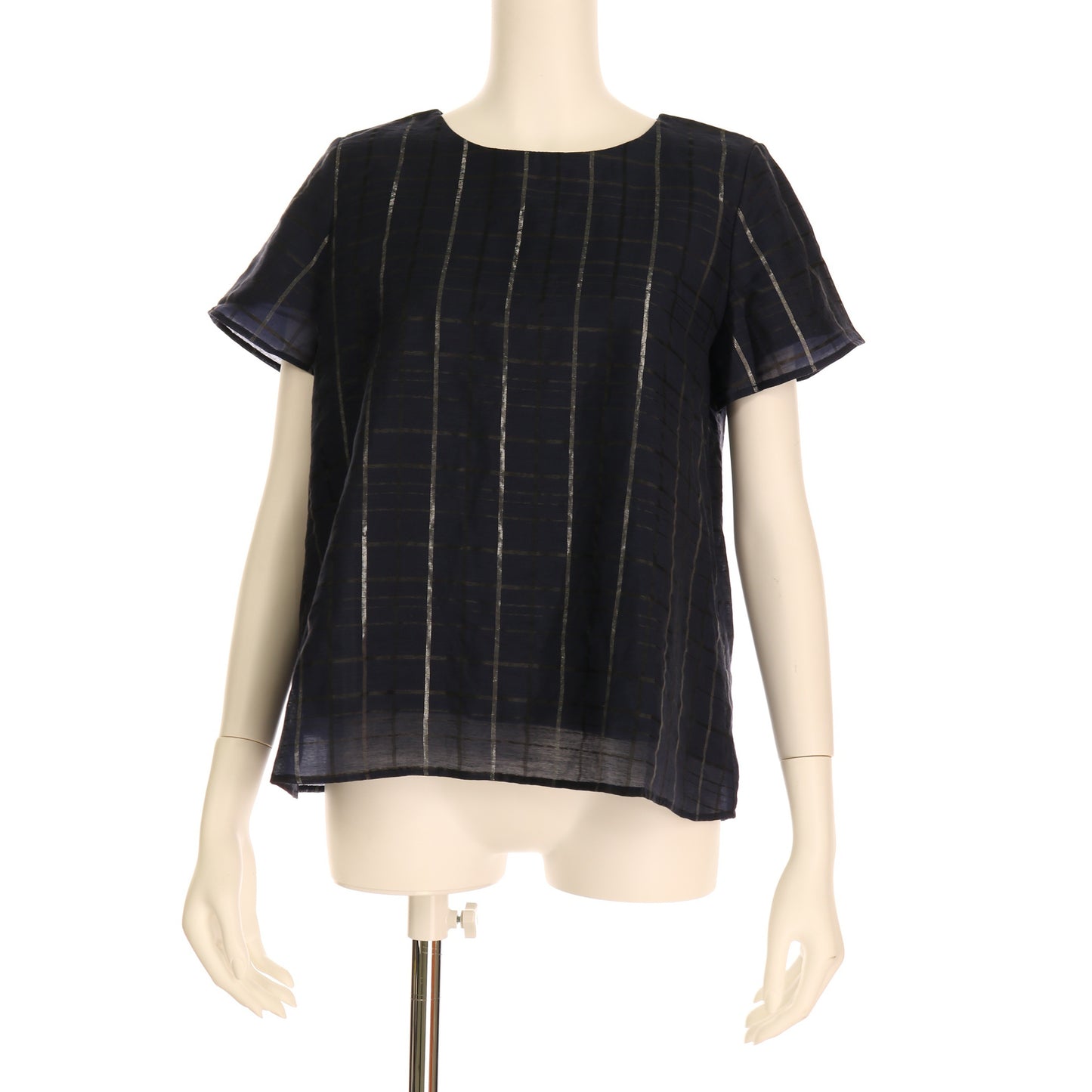 ラメラインチェック柄ブラウス