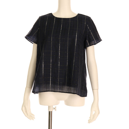 ラメラインチェック柄ブラウス