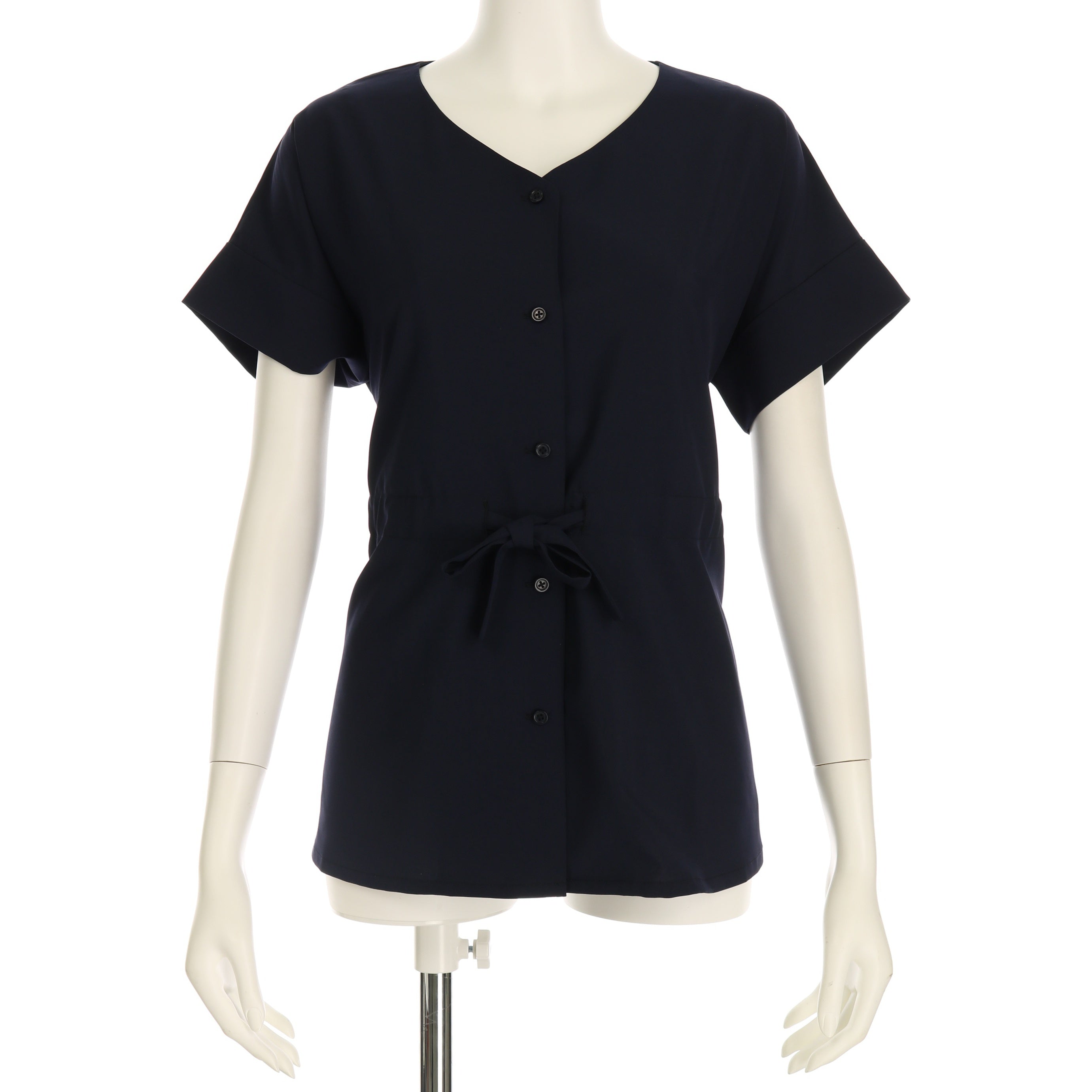 ドロストデザインボタンブラウス