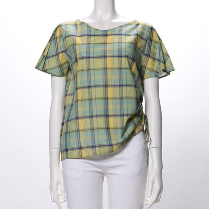 マドラスチェックふんわり袖ブラウス