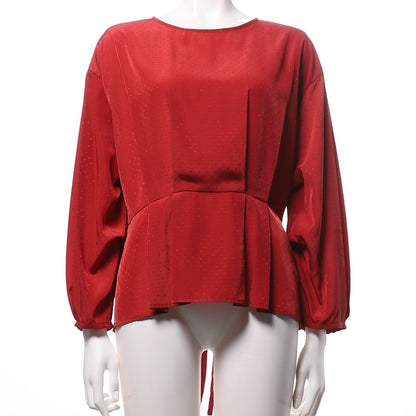 トライアングルペプラムブラウス