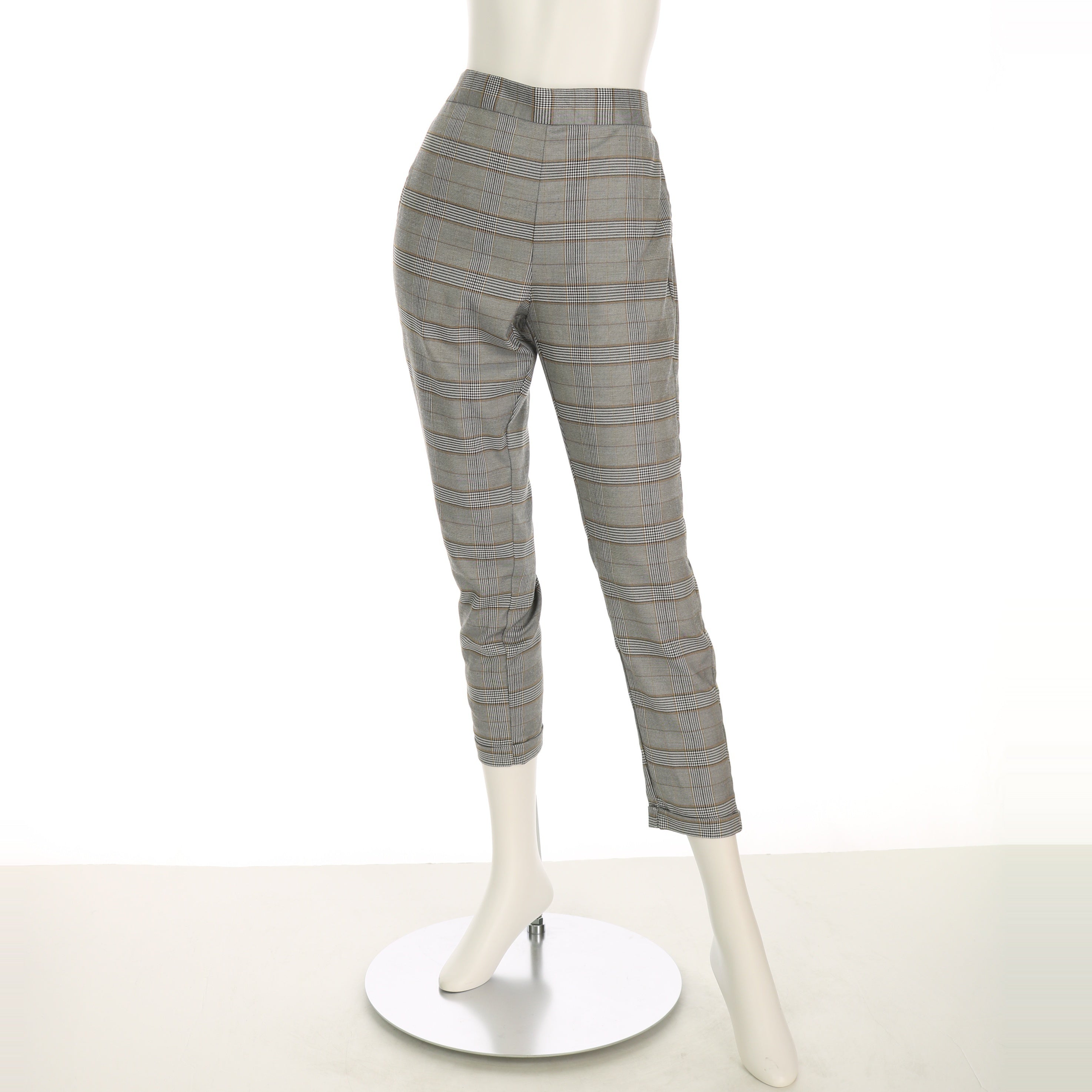 グレンチェック柄テーパードパンツ