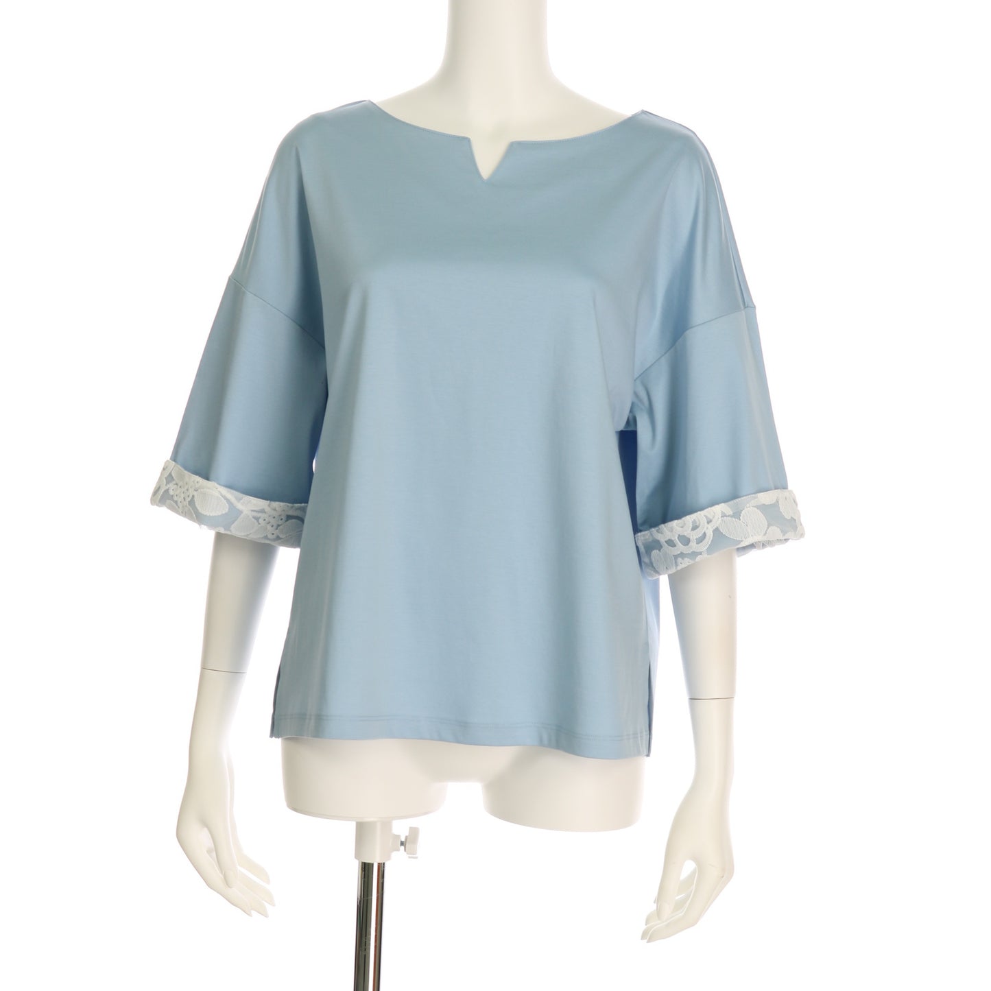 カフタン袖レースオープンフロントネックカットソー