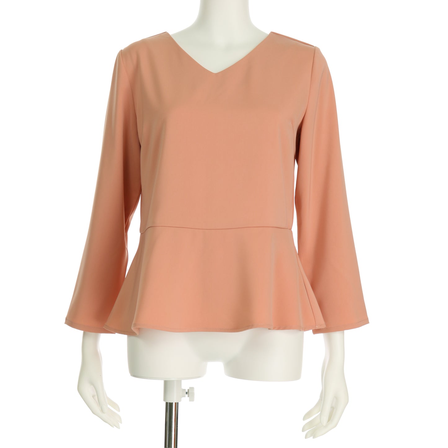 ペプラムデザインVネックブラウス