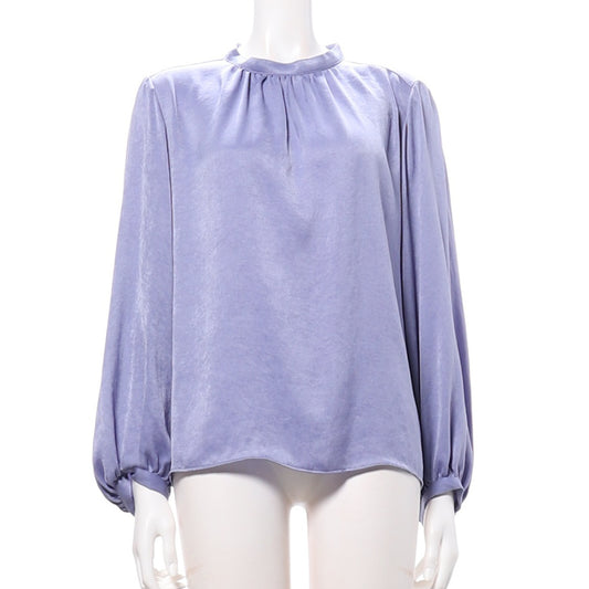 ギャザー付きスタンドカラーブラウス