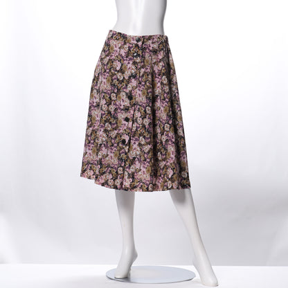 デシンフラワープリントラップ風フレアスカート