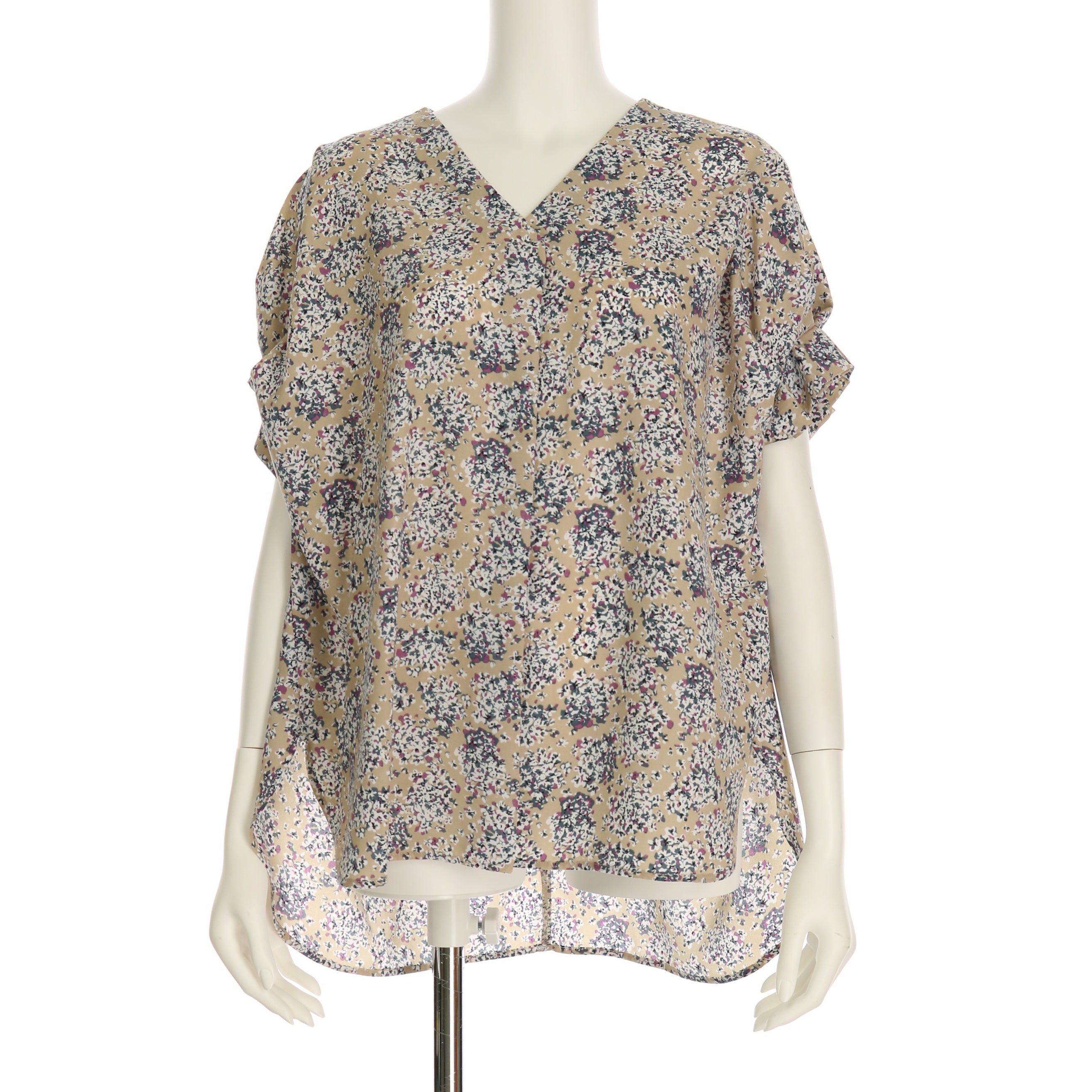 ソフトフラワープリント花柄ブラウス