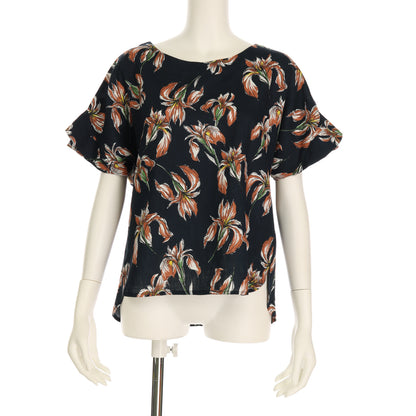 アイリスフラワー水彩柄ブラウス