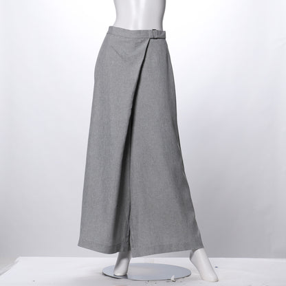 ベルトデザインラップ風ワイドパンツ