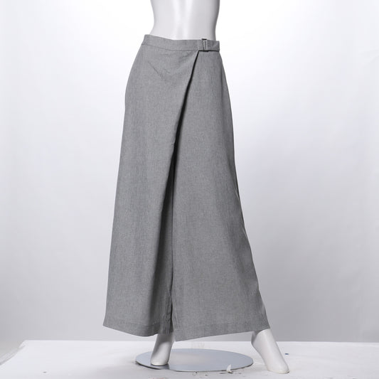ベルトデザインラップ風ワイドパンツ