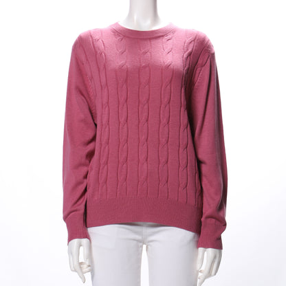 ケーブル模様ラウンドネックニット