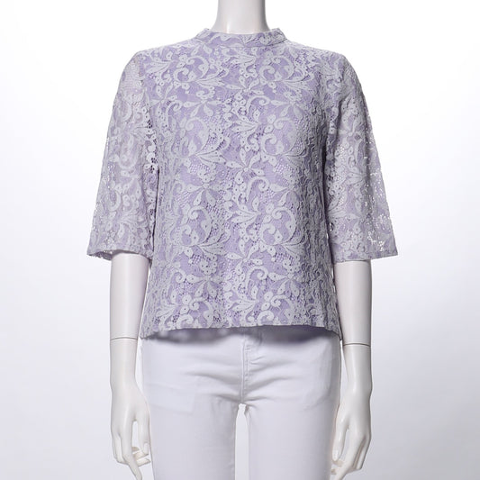 総レーススタンドカラーブラウス