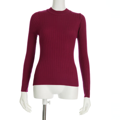 クルーネックリブニットプルオーバー