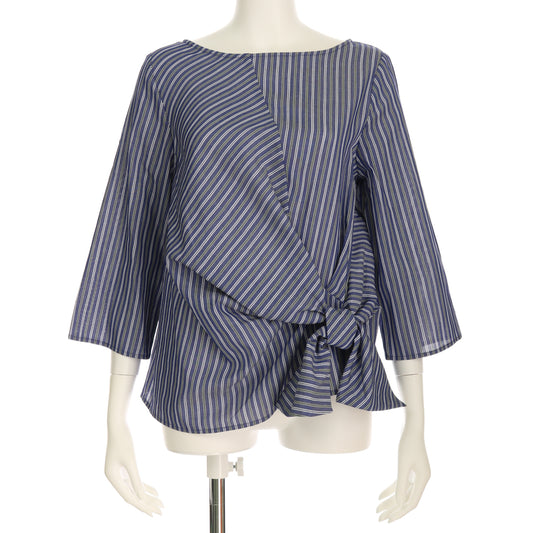 サイドリボンストライプ柄ブラウス