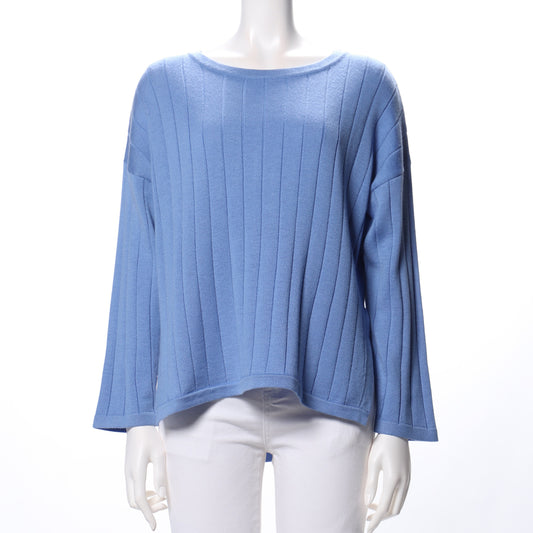 ドロップショルダースリットラウンドネックニット