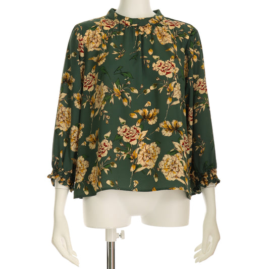 レトロボタニカル花柄ブラウス