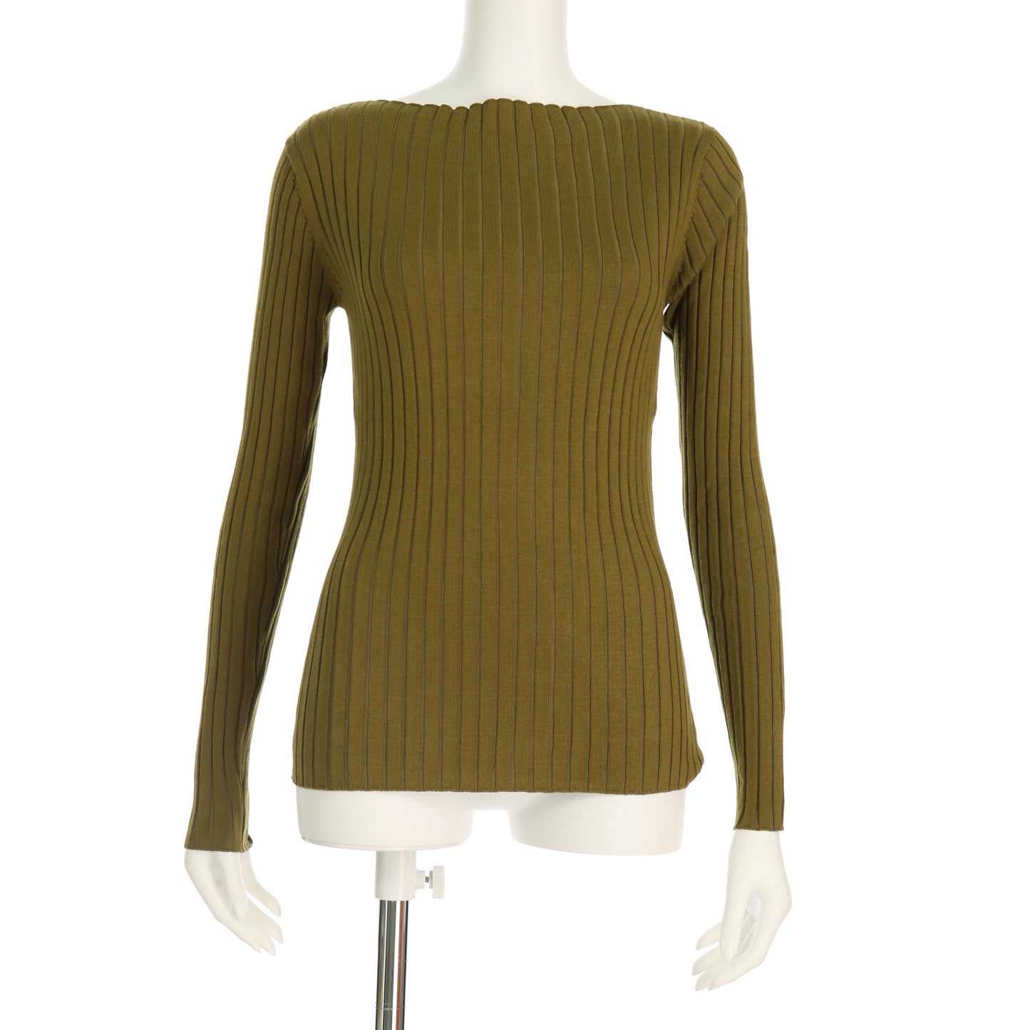 スラッシュドネックリブニットプルオーバー