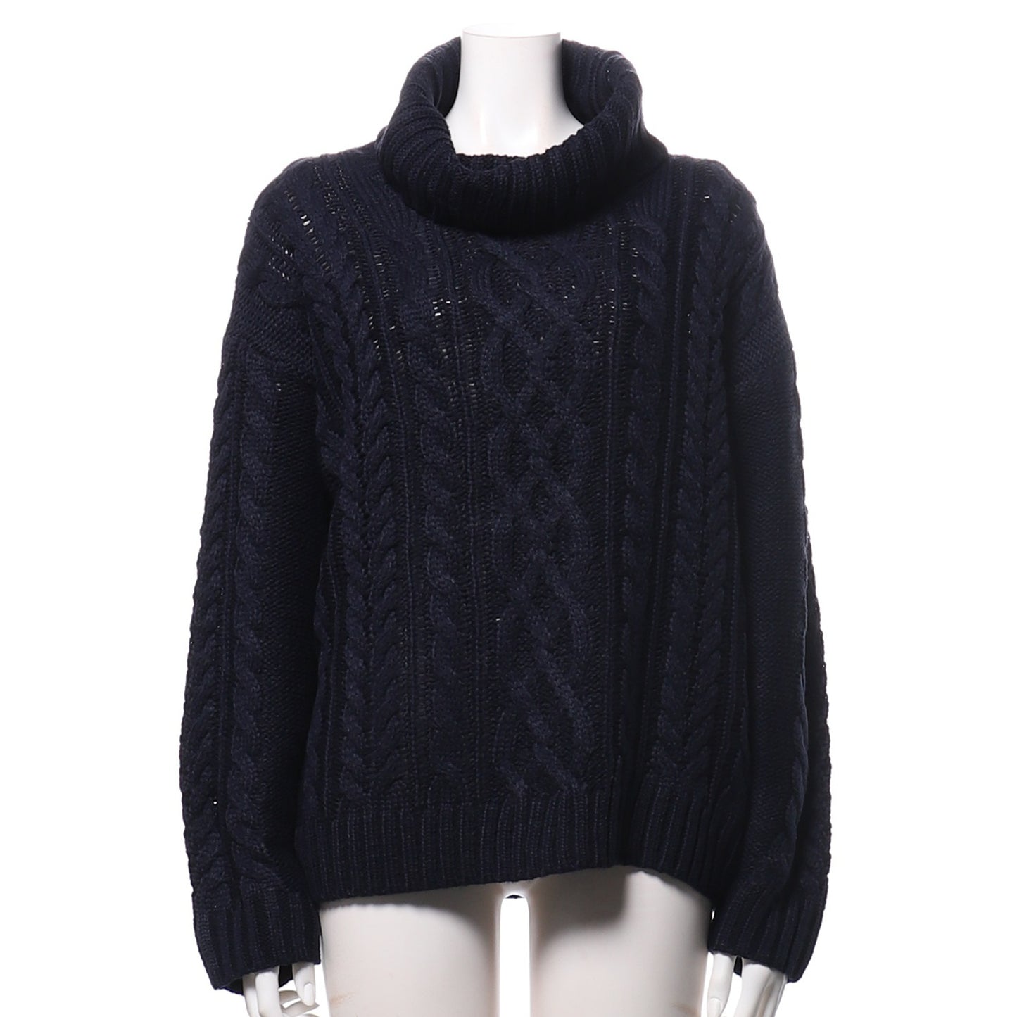 オフタートルネックケーブルニット