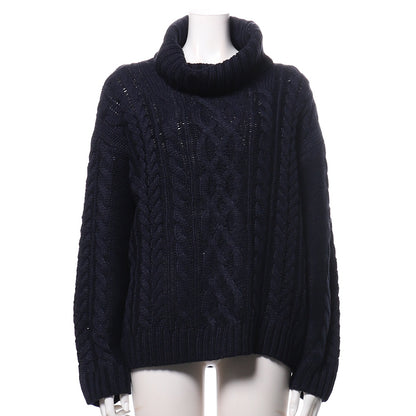 オフタートルネックケーブルニット