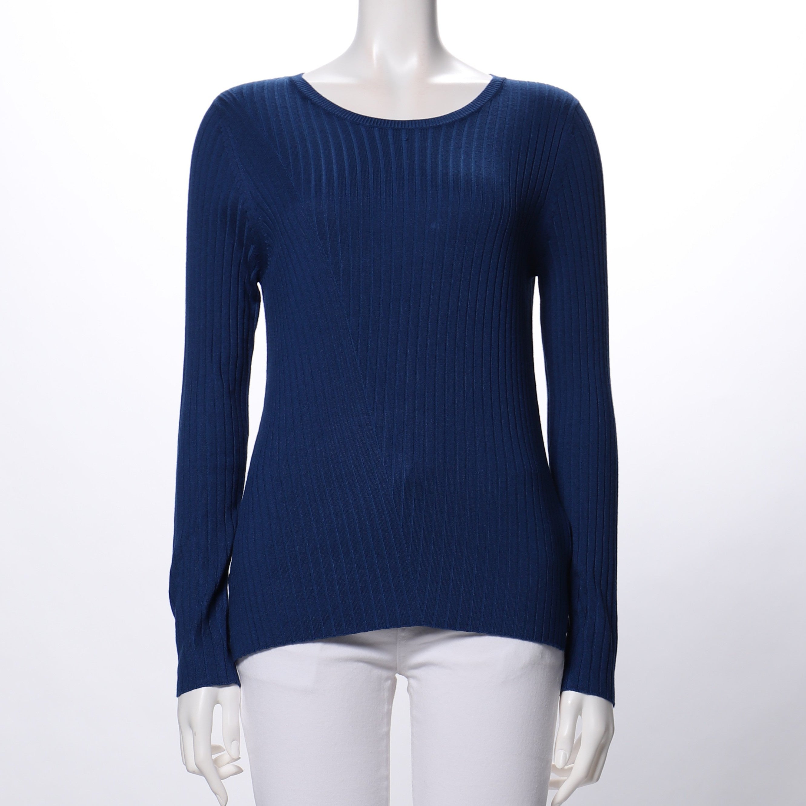 ラウンドネックリブニット