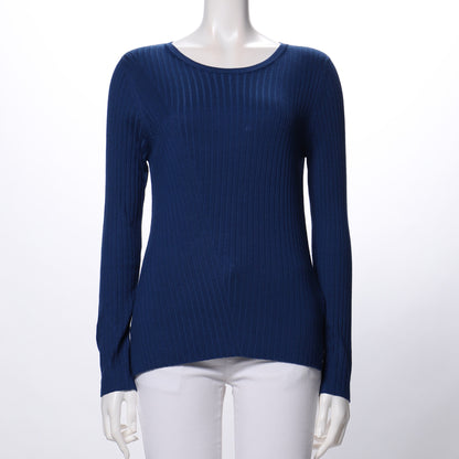 ラウンドネックリブニット