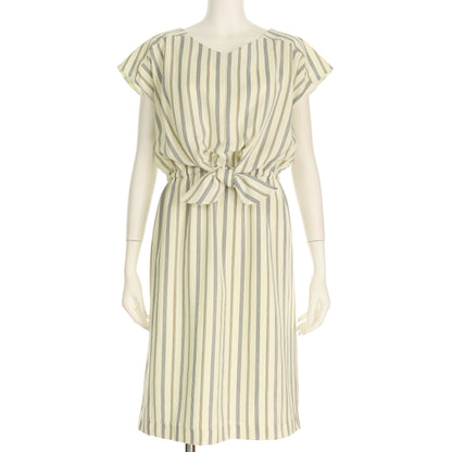 ボリツイルストライプウエストリボンデザインワンピース