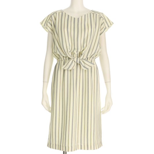 ボリツイルストライプウエストリボンデザインワンピース