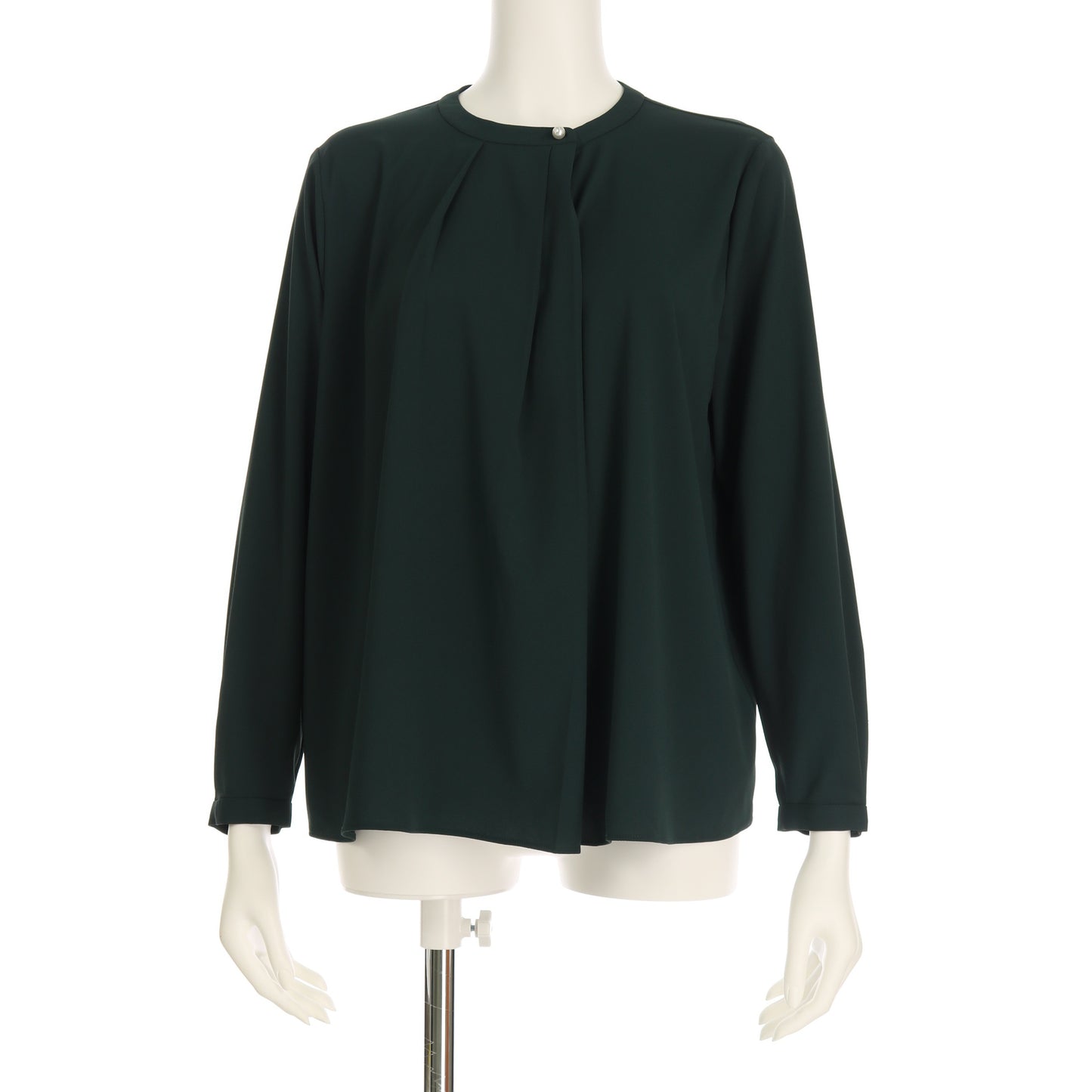 アシンメトリータックパールボタンブラウス