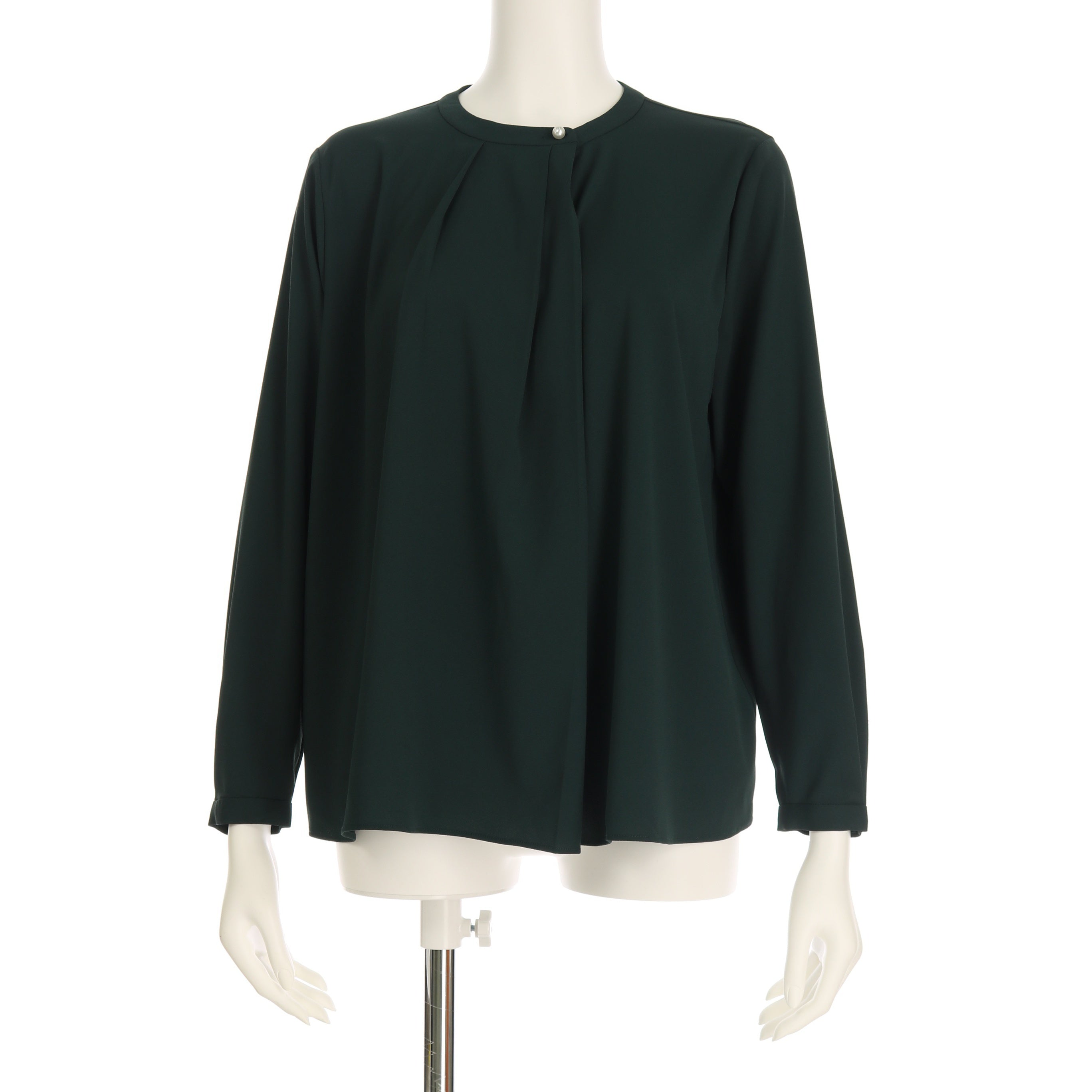 アシンメトリータックパールボタンブラウス