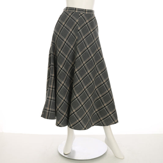 タータンチェックロング丈フレアスカート