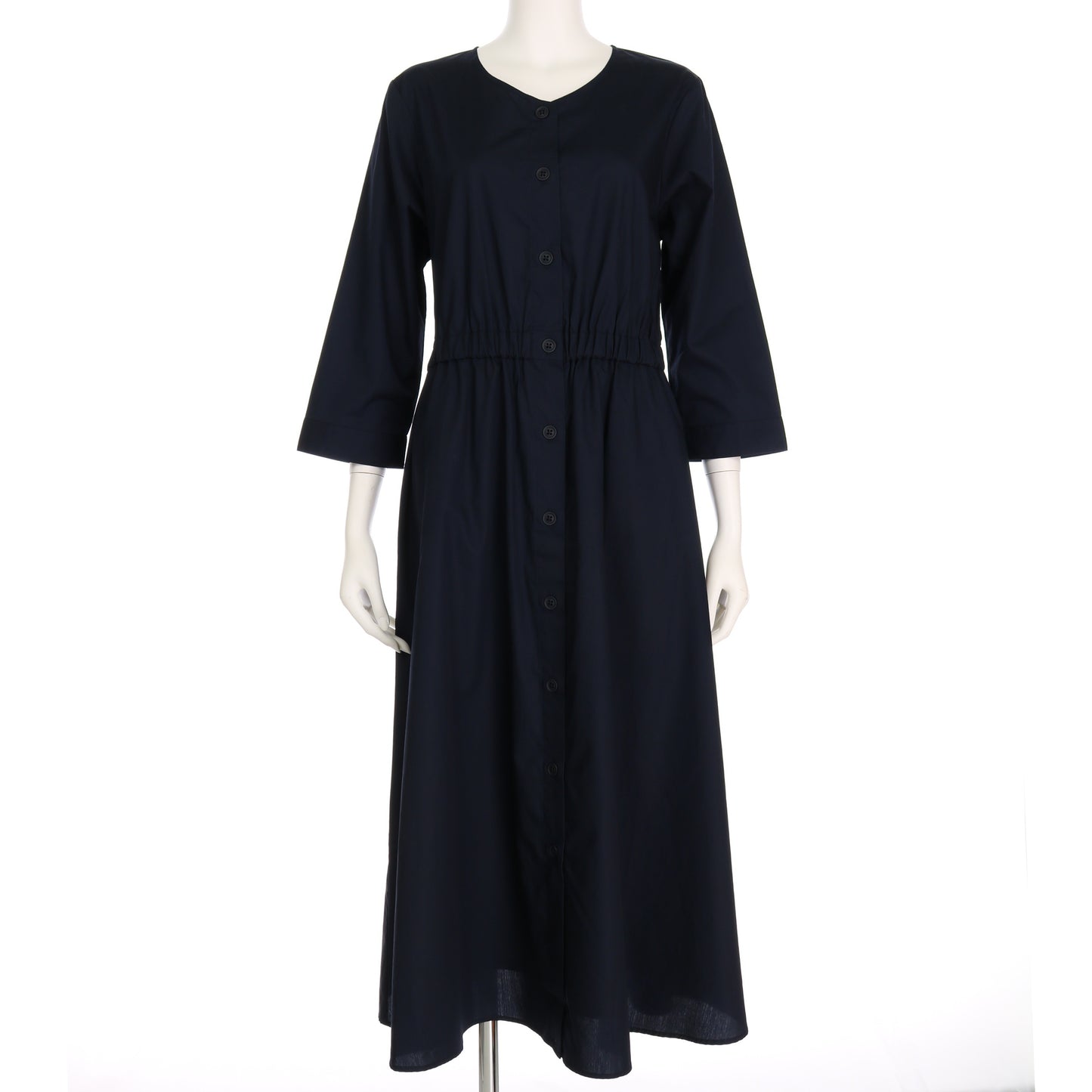 ウエストゴム入りフロントボタンワンピース