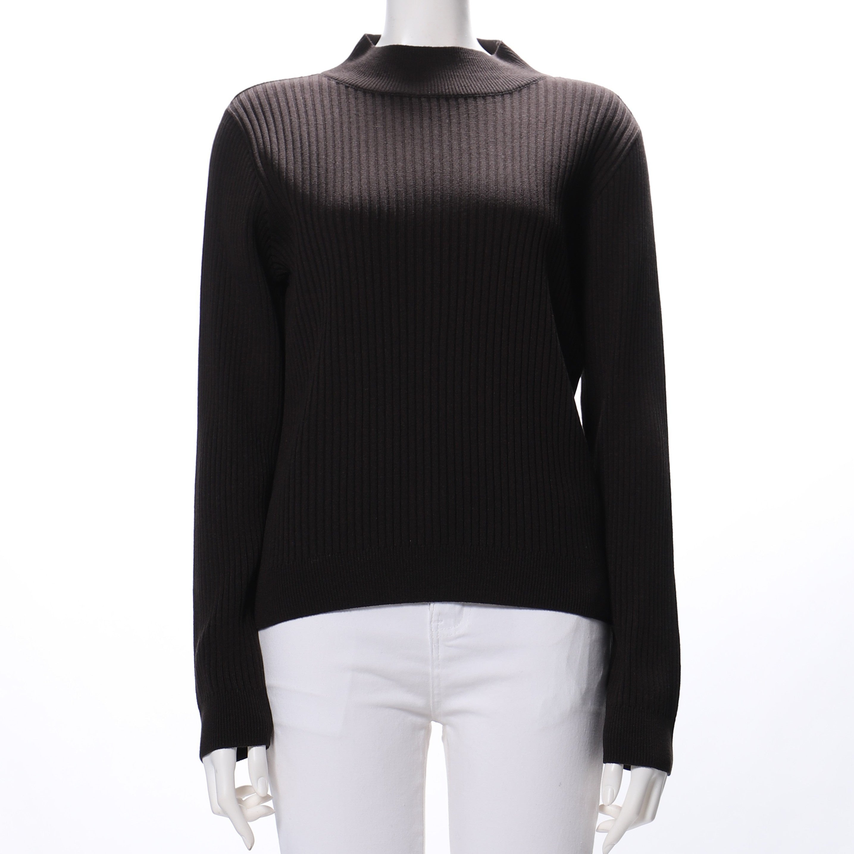 カラーハイネックリブニット