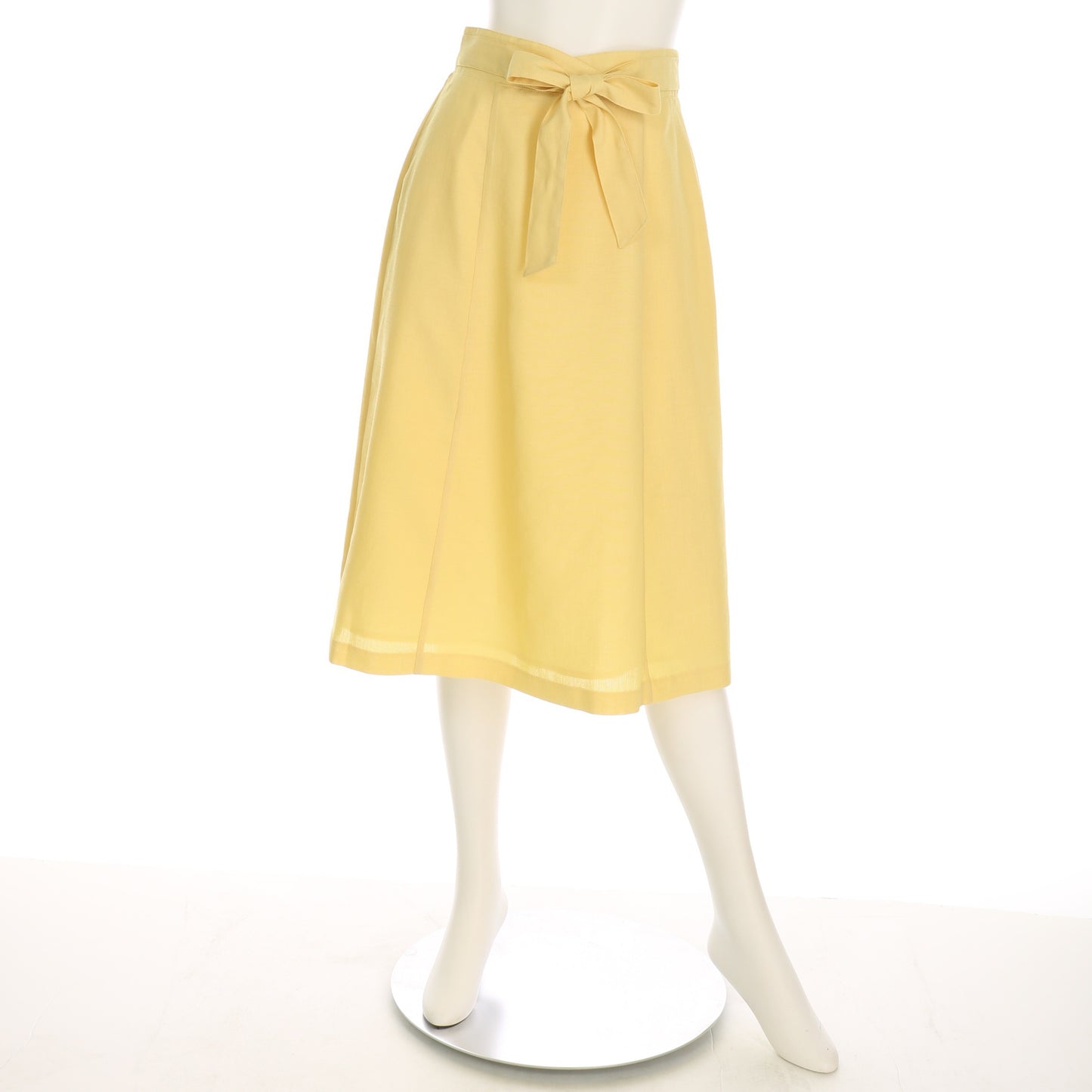 麻調合繊ウエストリボン付きフレアスカート