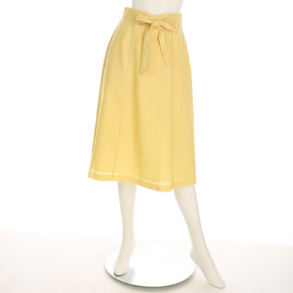 麻調合繊ウエストリボン付きフレアスカート