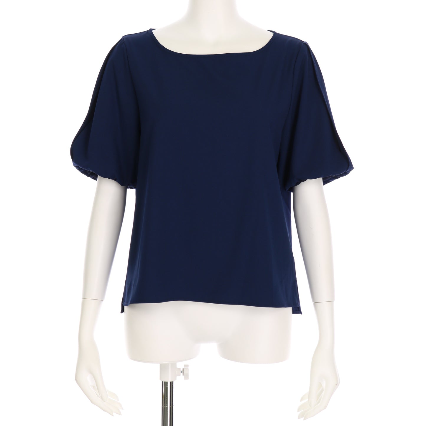 袖素材切替えパフスリーブブラウス