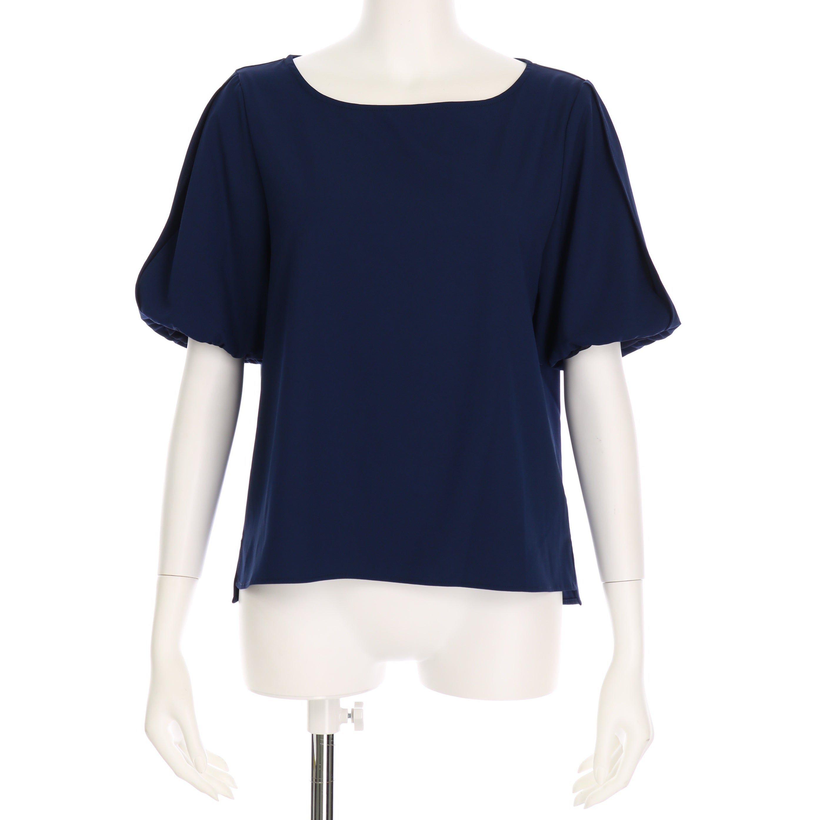 袖素材切替えパフスリーブブラウス