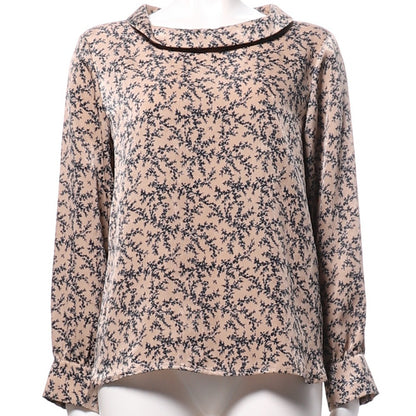 モノクロフラワープリント総柄ブラウス