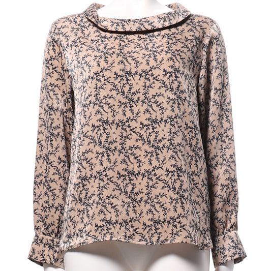 モノクロフラワープリント総柄ブラウス