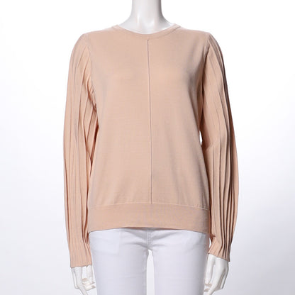 袖プリーツニットプルオーバー