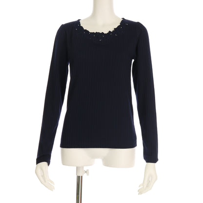 フラワーモチーフリブカットソー