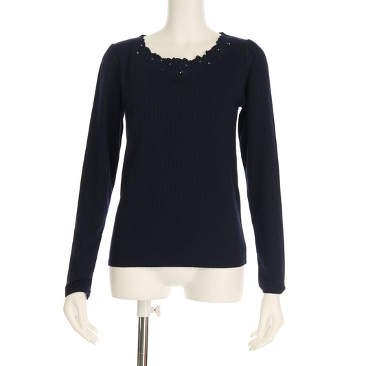 フラワーモチーフリブカットソー