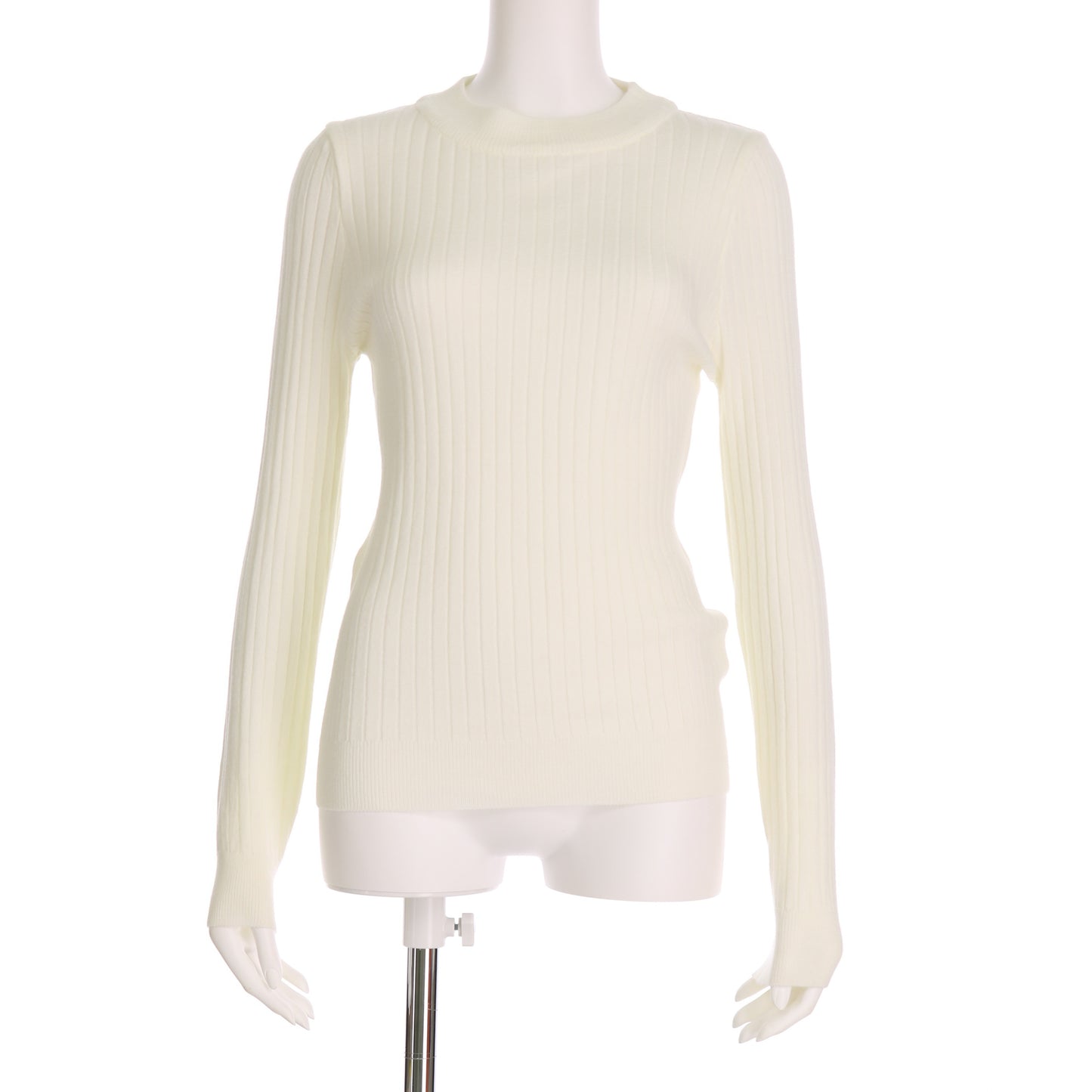 クルーネックリブニットプルオーバー